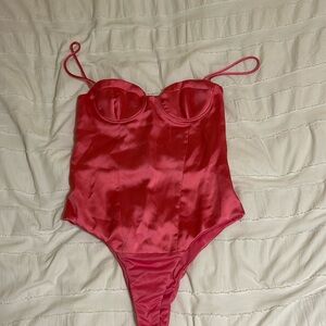 Zara pink silk corset bodysuit size small